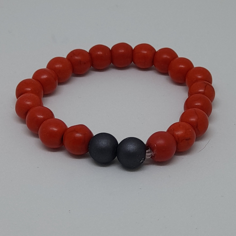 Red and Black Beaded Bracelet